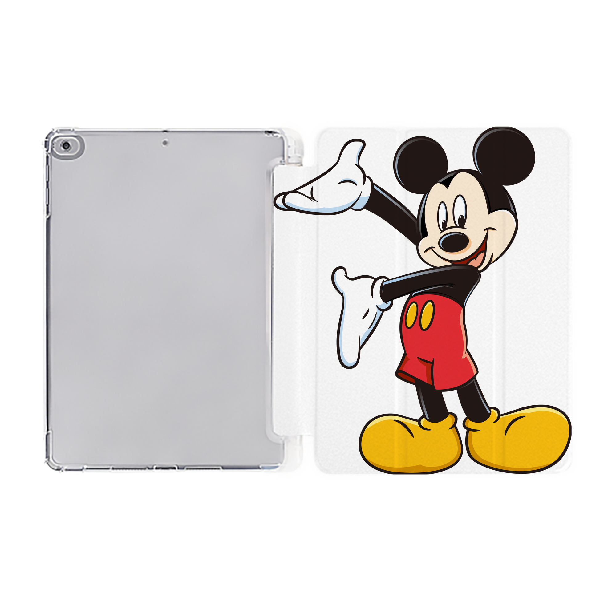 （画像用） ミッキーマウス Mickey Mouse IPad ケース ペン収納付き 三つ折りスタンド PUレザー×シリコン 対応機種9.5/10.5/10.9インチ